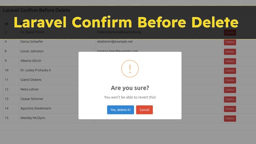 Laravel 11 Confirm Box Before Delete Record from Database