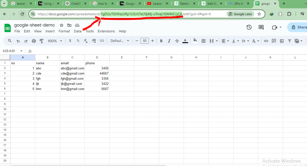 How to integrate google Spreadsheet in laravel 11