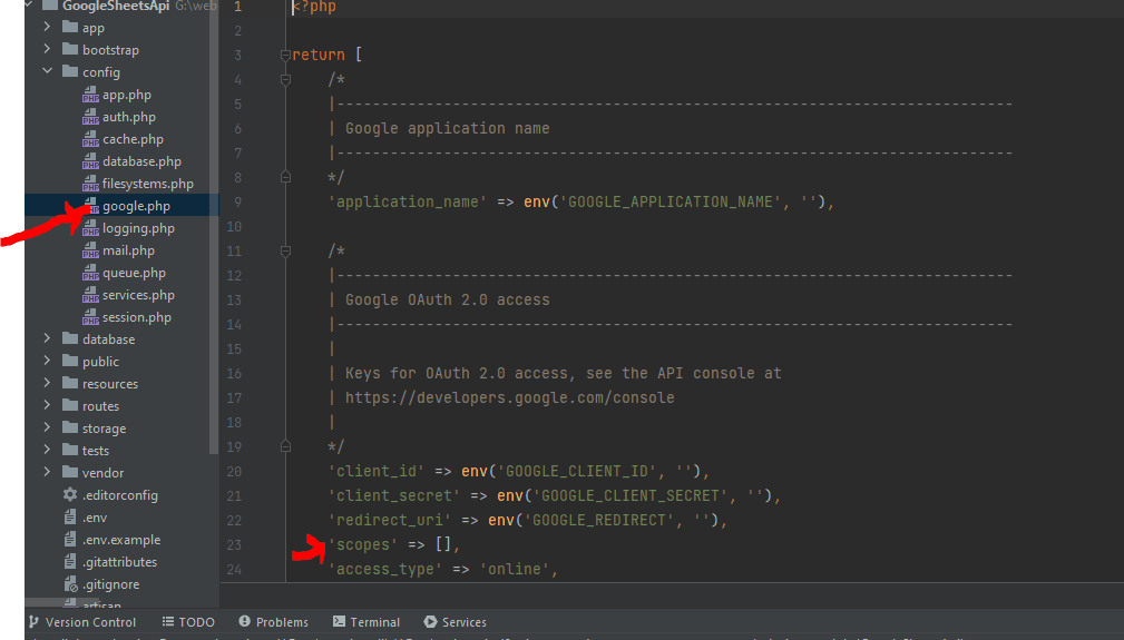 How to integrate google Spreadsheet in laravel 11