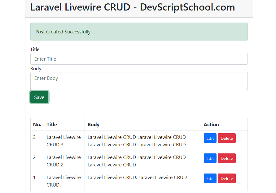 Laravel Livewire CRUD Application