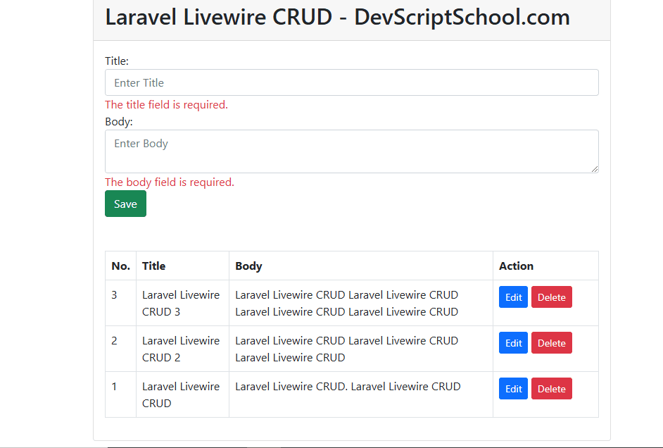 Laravel Livewire CRUD Application