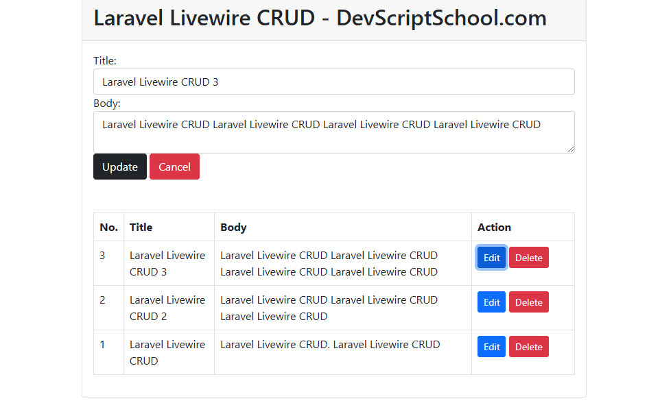 Laravel Livewire CRUD Application